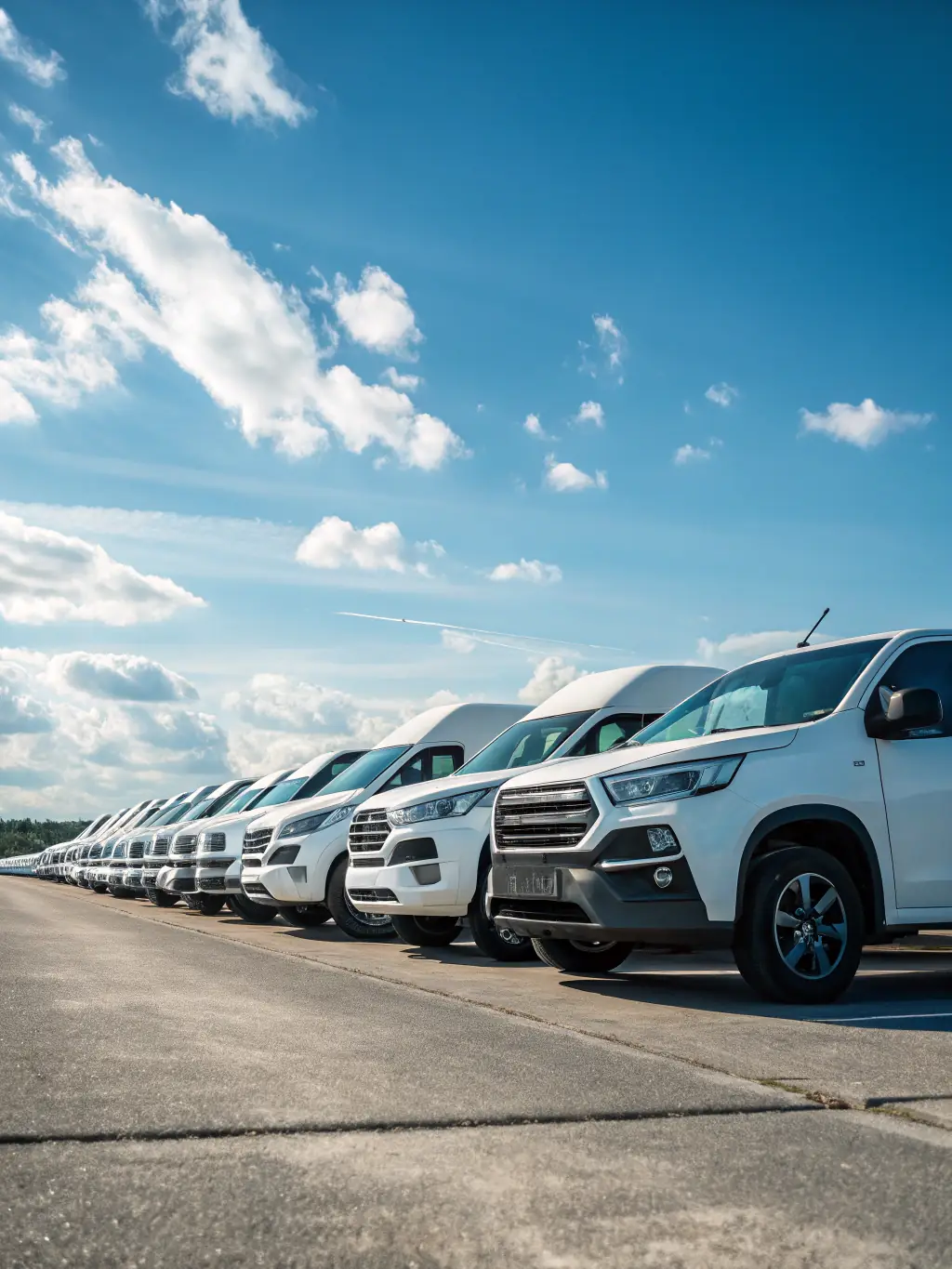 An image of a modern fleet of waste management trucks, emphasizing the importance of efficient and reliable equipment for successful operations.